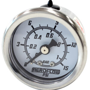 Aeroflow 1-1/2" 0-15 Psi Pressure Gaugewhite Face Black Pointer