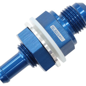 AEROFLOW Fuel Cell Bulkhead Fitting -6 A N to 5/16 Inch Barb Blue
