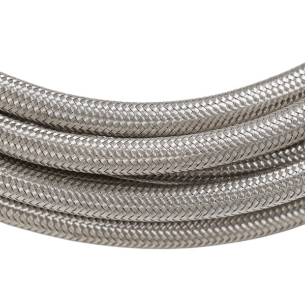 FITECH 20 Ft -6AN PTFE Stainless Steel Hose Kit with 10 Micron Filter & Check Valve, Braided - Hose View