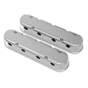 HOLLEY Two Piece Finned Alloy Valve Rocker Cover, L S 1, L S 2, L S 3, L S 6 and L S 7 engines, Polished Aluminium - Top View