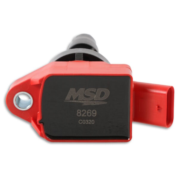 MSD 4 x Blaster Ignition Coils for Hyundai & Kia 1.6 Litre Turbo Engines, Red, single detail connector mount view
