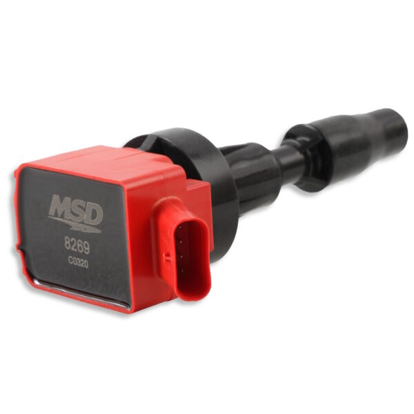 MSD 4 x Blaster Ignition Coils for Hyundai & Kia 1.6 Litre Turbo Engines, Red, single detail side view