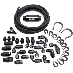 Snow Performance 10an Braided Stainless Fuel Line Kit (Black line)
