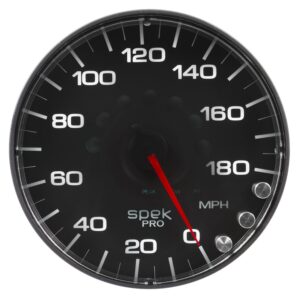 AUTOMETER Speedometer Gauge 5", 180MPH, Elec. Programmable, Black/Black, Spek-Pro