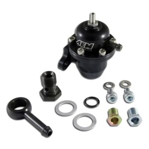 AEM Adjustable Fuel Pressure Regulator. Black. Acura & Honda Offset Flange with 90 Degree Return Line Fitting