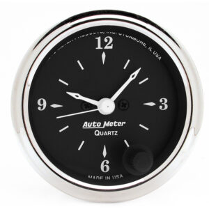 AUTOMETER 2 1/16 Inch 12 Hour Analogue Clock Gauge, Old Tyme Black