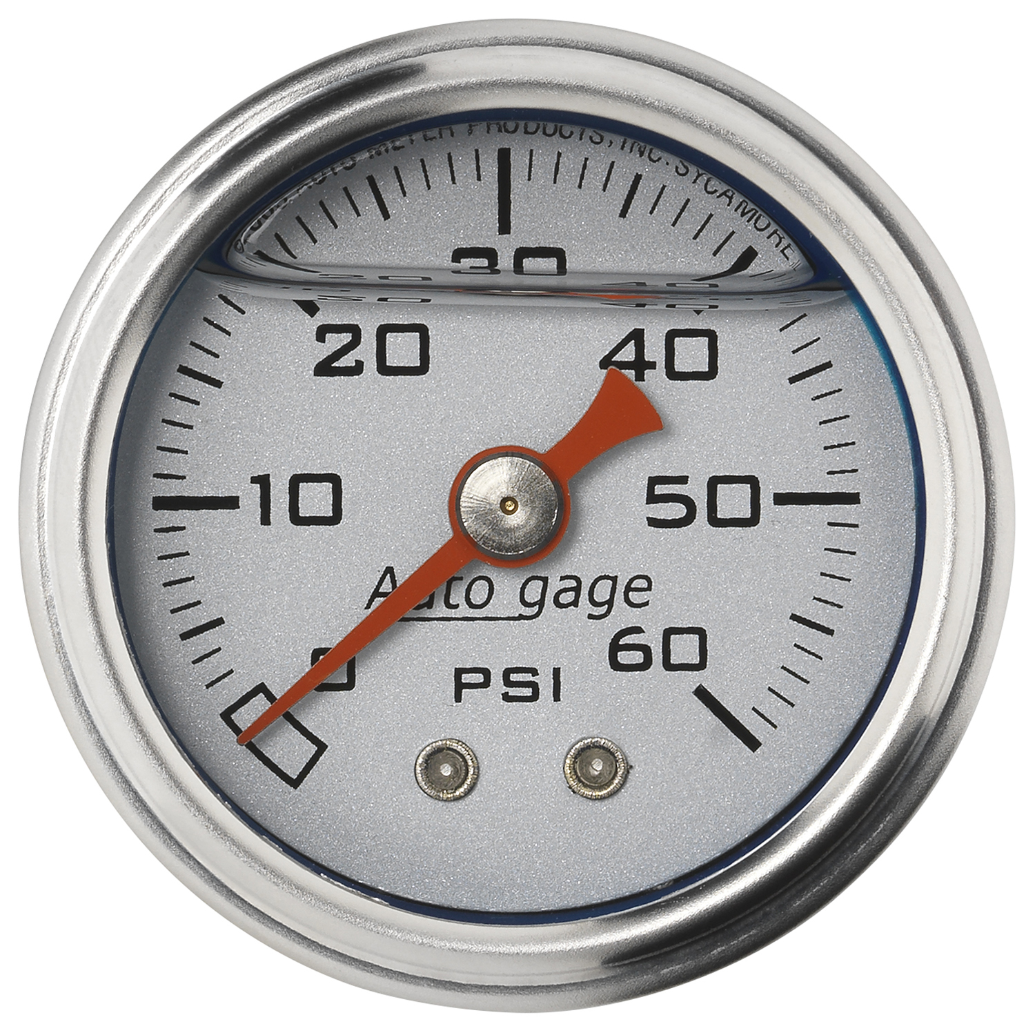 AUTOMETER Pressure Gauge 1.5" Direct Mount, 60PSI, Liquid Filled Mech, Silver, 1/8" NPTF Male