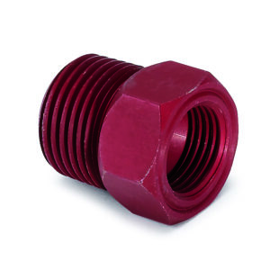 AUTOMETER Adaptor Fitting, Male 1/2 Inch N P T to 5/8 Inch U N F, Aluminium, Red