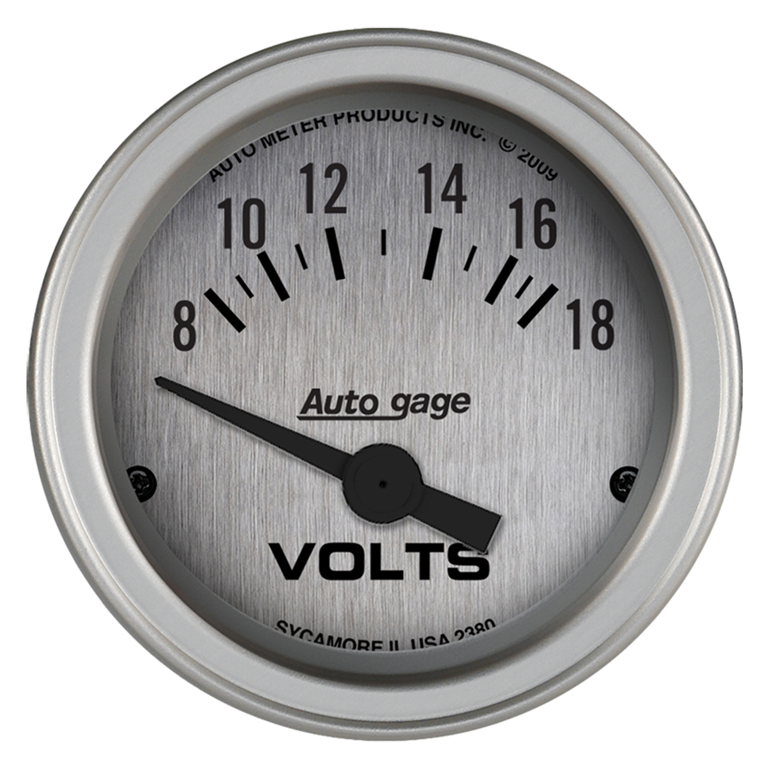 AUTOMETER Gauge Console, Voltmeter, 2 1/16", 18V, Slvr Dial, Slvr Bezel