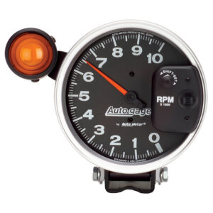 AUTOMETER Tachometer Gauge 5, 10K RPM, Pedestal W/ Int. Shift Light,  Black, Auto Gage