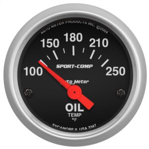 AUTOMETER Oil Temperature Gauge 2 1/16", 100-250 Degrees F, Electric, Sport-Comp