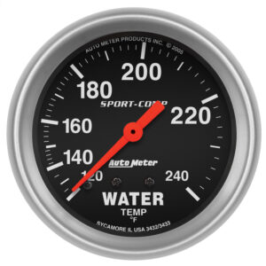 AUTOMETER Water Temperature Gauge 2 5/8", 120-240°f, Mechanical, 12ft, Sport-Comp
