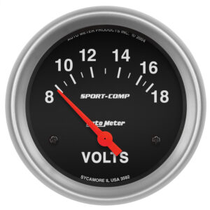 AUTOMETER Voltmeter Gauge 2 5/8", 18V, Electric, Sport-Comp