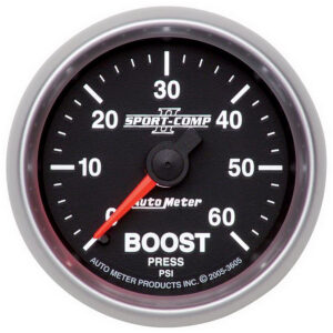 AUTOMETER Boost Gauge 2 1/16", 60PSI, Mechanical, Sport-Comp II