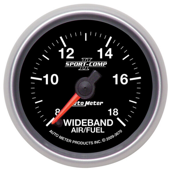 AUTOMETER Wideband Air/Fuel Ratio AFR Gauge Analogue, 2 1/16", 8:1-18:1, Stpr Mtr, Sport-Comp II