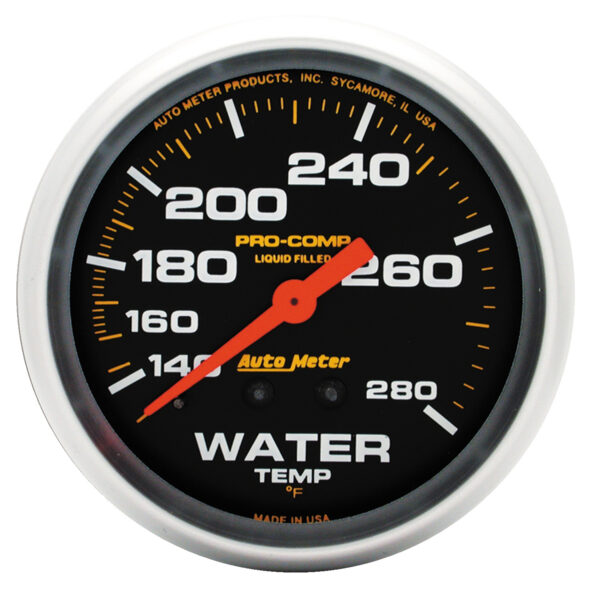 AUTOMETER 2 5/8 Inch 140-280 Degrees F Mechanical Water Temperature Gauge, Pro-Comp