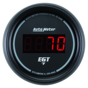 AUTOMETER E G T Pyrometer Gauge 2 1/16 Inches, 2000 Degrees F, Digital, Black Dial Red L E D