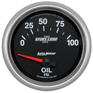 AUTOMETER Oil Pressure Gauge 2 5/8", 100PSI, Electric, Sport-Comp II