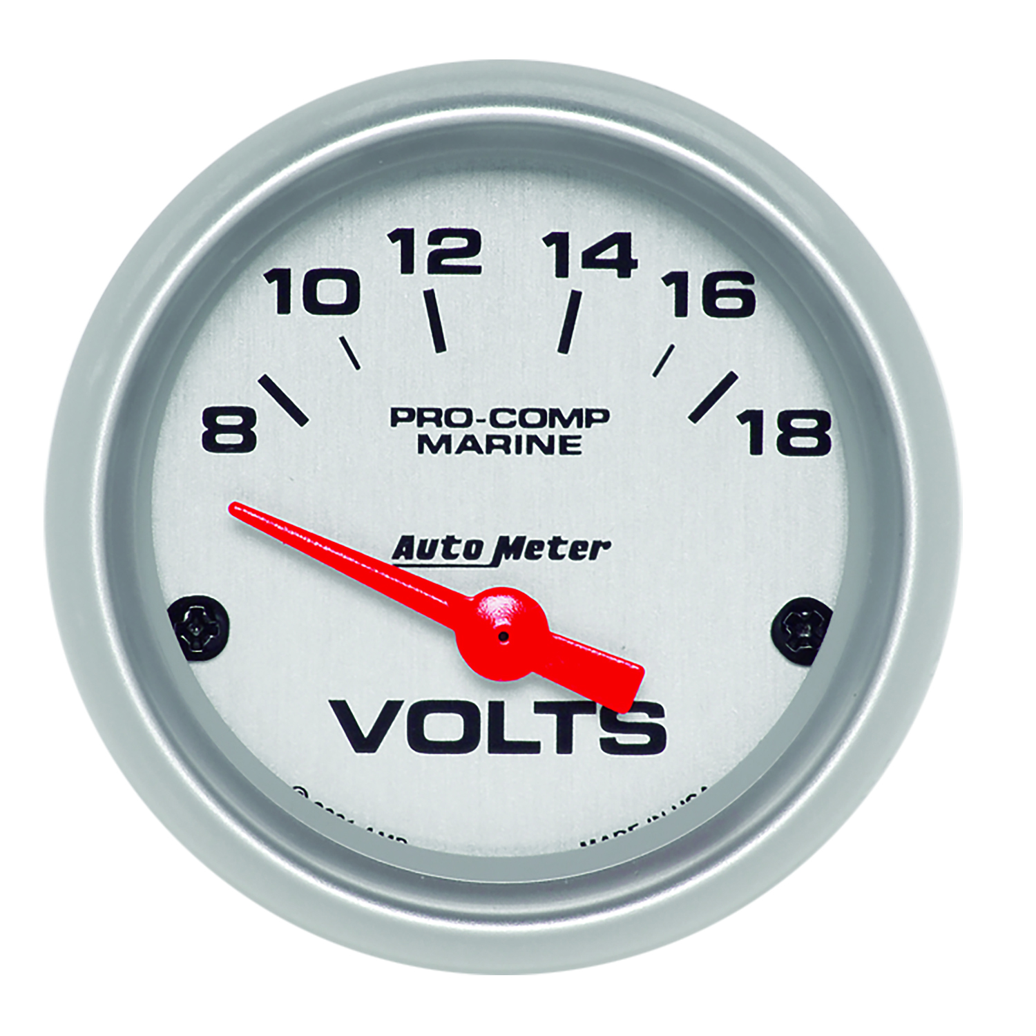AUTOMETER Voltmeter Gauge 2 1/16", 18V, Electric, Marine Silver