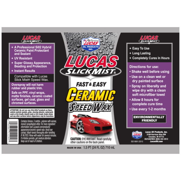 Lucas Oils Slick Mist Ceramic Speed Wax - Label 11294