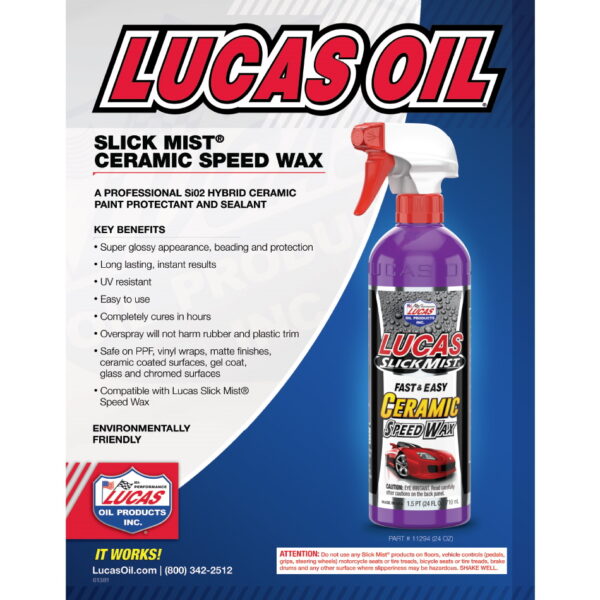Lucas Oils Slick Mist Ceramic Speed Wax - Brochure 11294