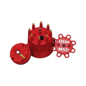 M S D Distributor Cap and Rotor Kit for Chevy V 8 H E I, Red