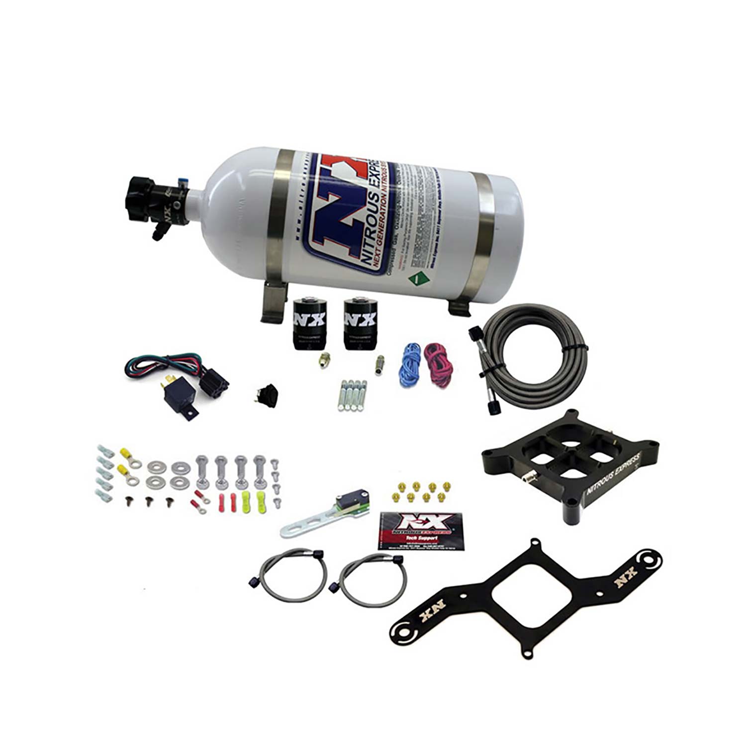 NITROUS EXPRESS 4150 Single Entry Crossbar Plate System, Pro Power(100-500HP) W/10lb Bottle